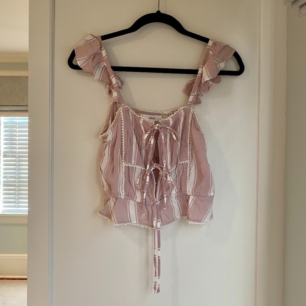 Rahi Striped Tie & Ruffle Top